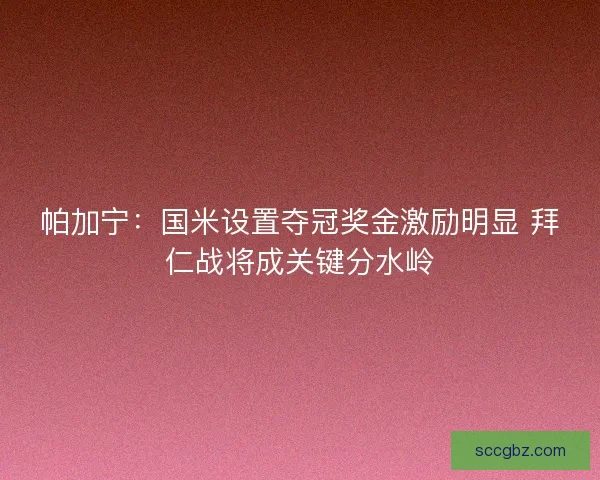 帕加宁:国米设置夺冠奖金激励明显 拜仁战将成关键分水岭 帕加宁:国米设置夺冠奖金激励明显 拜仁战将成关键分水岭