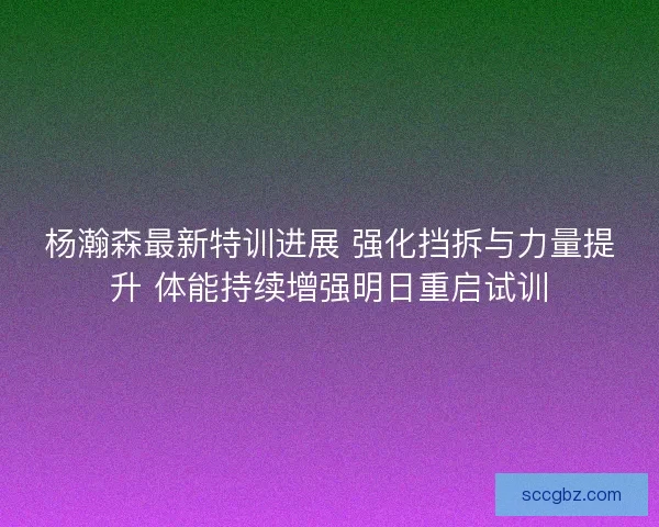 杨瀚森最新特训进展 强化挡拆与力量提升 体能持续增强明日重启试训 杨瀚森最新特训进展 强化挡拆与力量提升 体能持续增强明日重启试训
