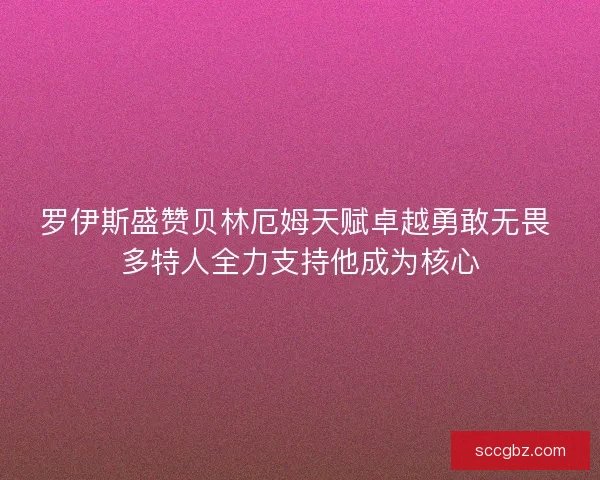 罗伊斯盛赞贝林厄姆天赋卓越勇敢无畏 多特人全力支持他成为核心 罗伊斯盛赞贝林厄姆天赋卓越勇敢无畏 多特人全力支持他成为核心