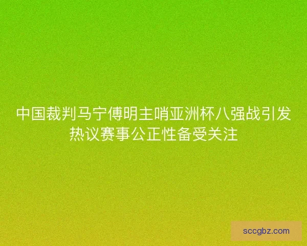 中国裁判马宁傅明主哨亚洲杯八强战引发热议赛事公正性备受关注