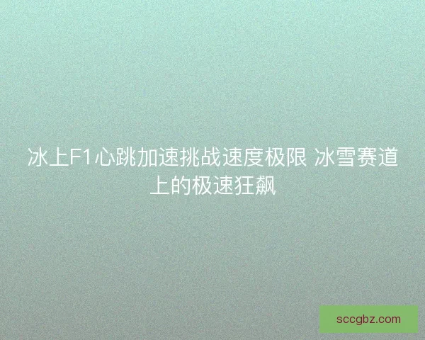冰上F1心跳加速挑战速度极限 冰雪赛道上的极速狂飙