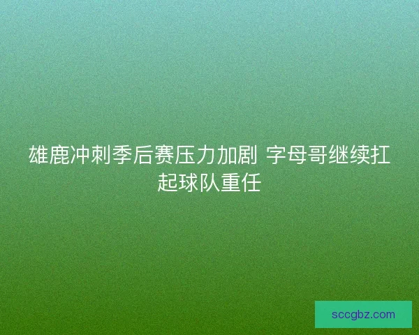 雄鹿冲刺季后赛压力加剧 字母哥继续扛起球队重任